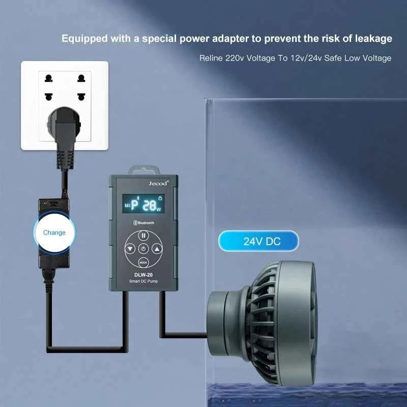 Jebao Jecod 2024 DLW Series Bluetooth Wave Pump for Aquarium App Control DC Saltwater Fish Tank Intelligent Mute Water Pump