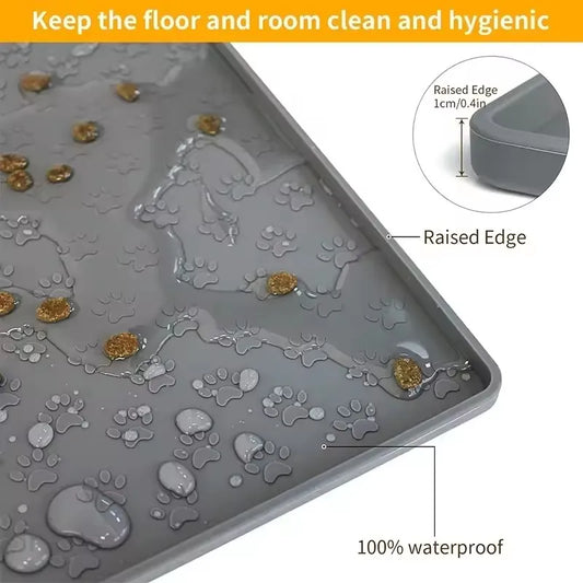 Pet Placemat Cat Dog Drinking Feeding Placemat Feeder Mats Cat Feed Mat Dog Food bowl Mat Silicone Waterproof Pet Bowl Pad - Play Paws Toys