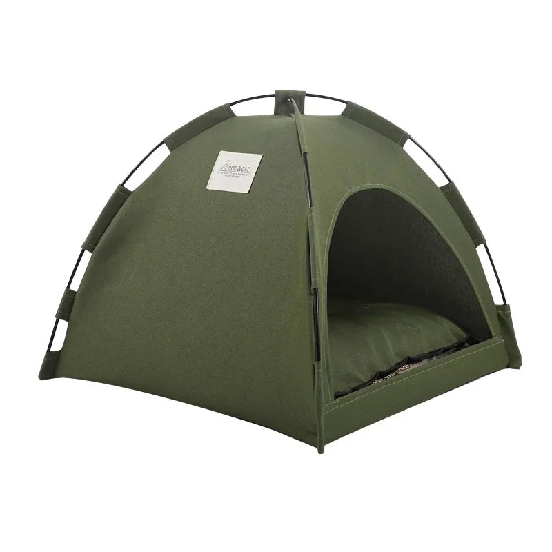 Pet Tent Bed Removable Cat Sofa Basket Canvas Semi-enclosed Cat House Dog Cave Hut Cat Sleeping Bed for Room Decor Pet Supplies - Play Paws Toys