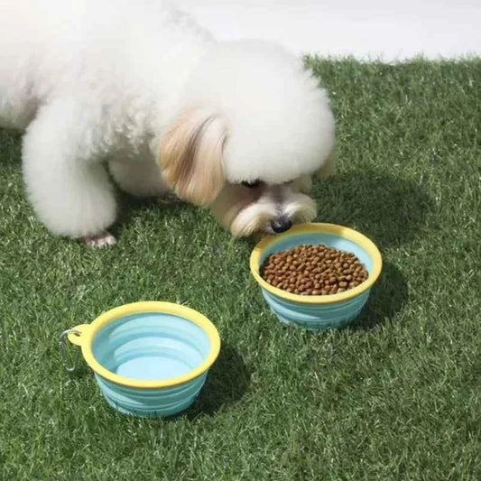 Pet Outdoor Folding Bowl Portable Travel Pet Food and Water Bowl with Hook Clamp Foldable Feeding Plate or Dogs and Cats