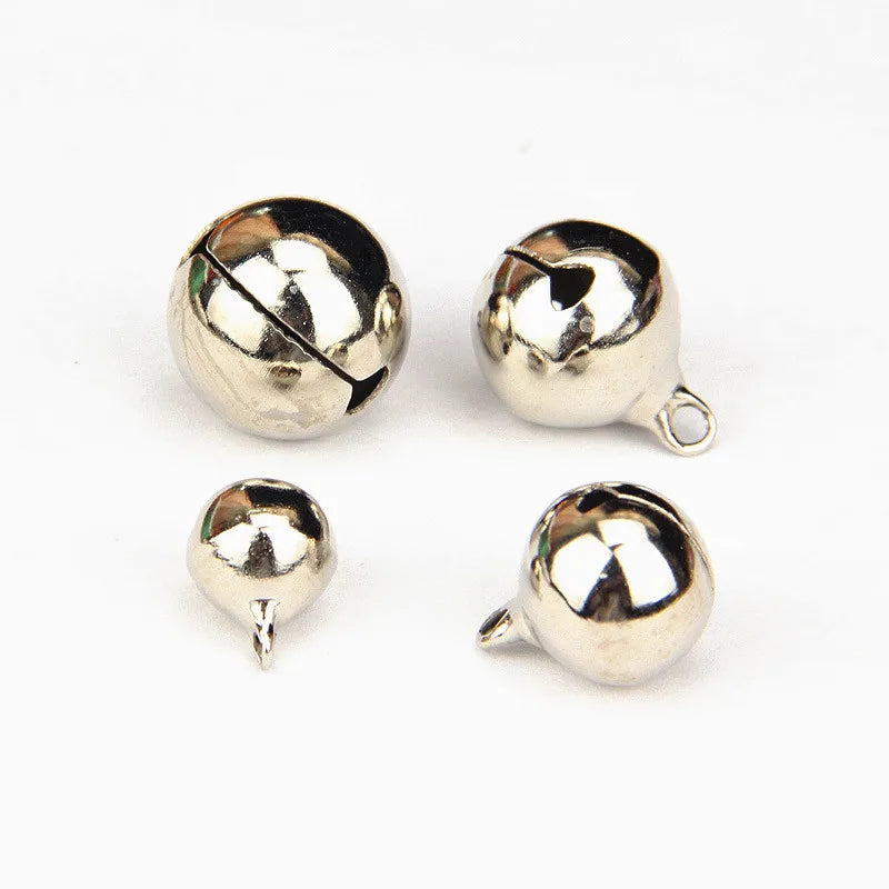 6-25mm Gold/Silver Plated Nickel Copper Jingle Bells Pendants Hanging Christmas Ornaments Decorations Party DIY Craft Accessory