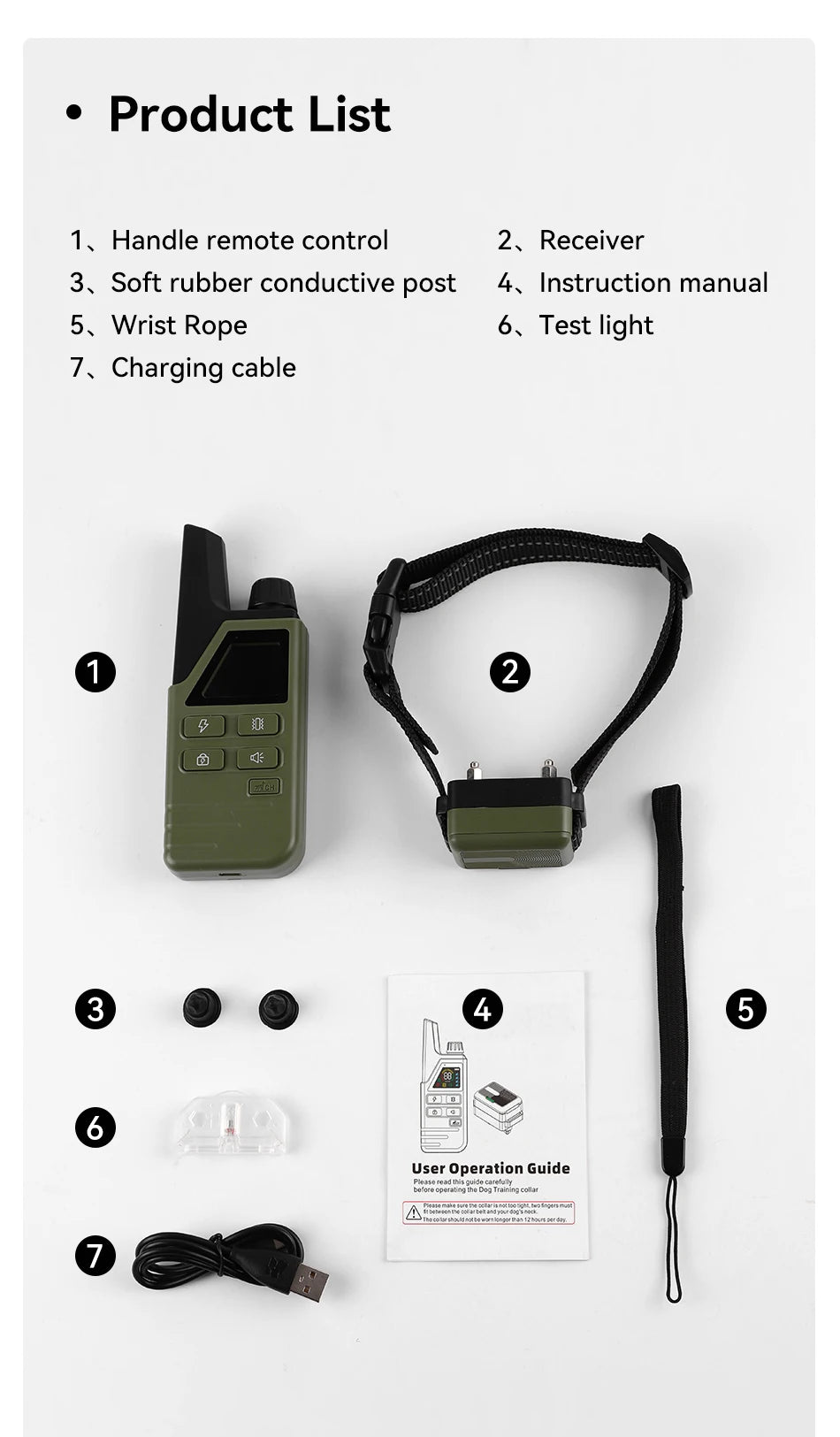 ROJECO Electric Dog Training Collar Remote Control Rechargeable Training Collar For Pet Dog Puppy Bark Control Stop Shock Collar