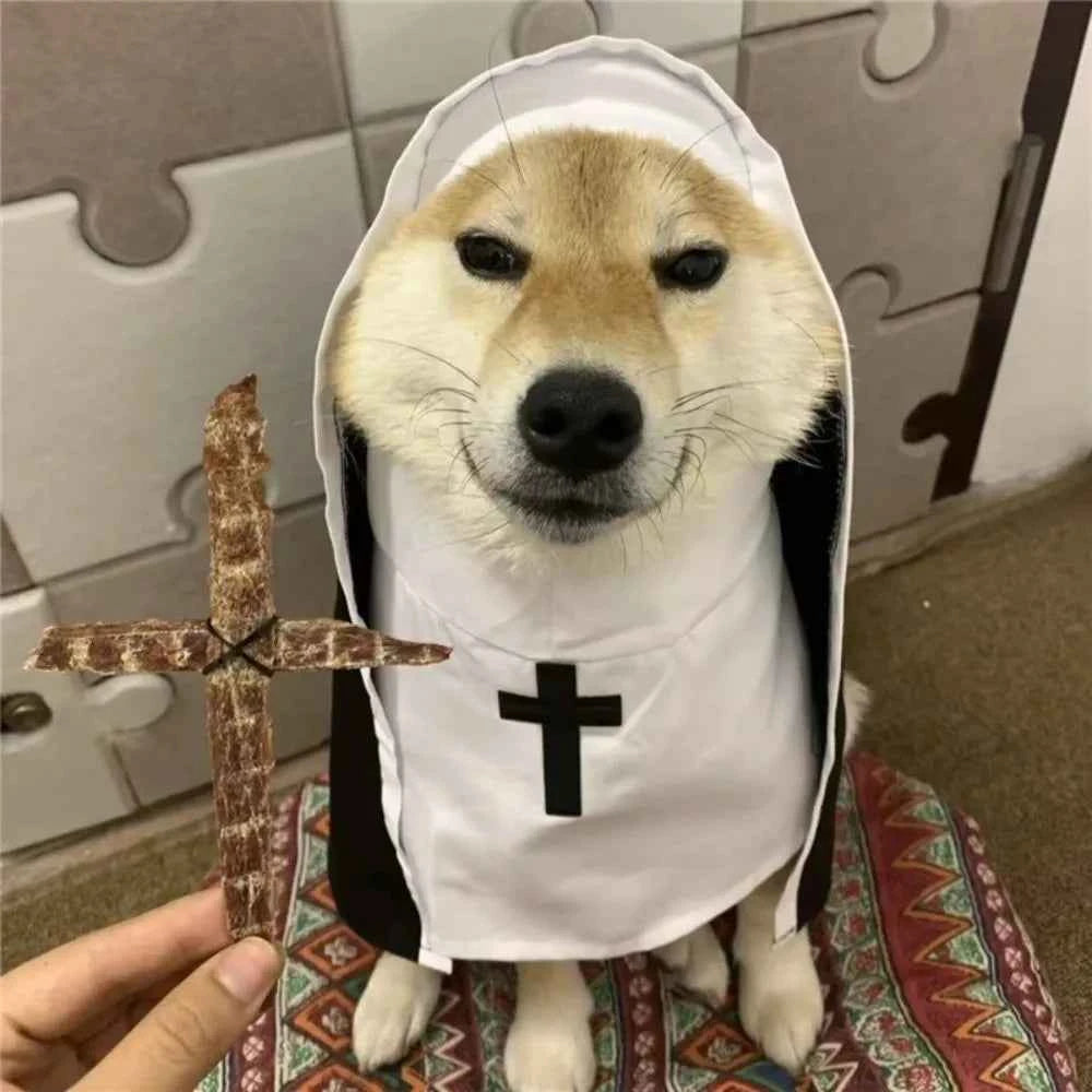 Christmas Pet Dog Cat Cosplay Costume Breathable Pet Accessories Puppy Kitten Nun Clothes Dress Up Halloween Jumpsuit Coat