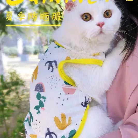 Sunscreen Clothes for Cats Summer Pet Vest Cute Print Cat Puppy Clothing Ultra-thin Breathable Kitten Pullover ropa para gatos