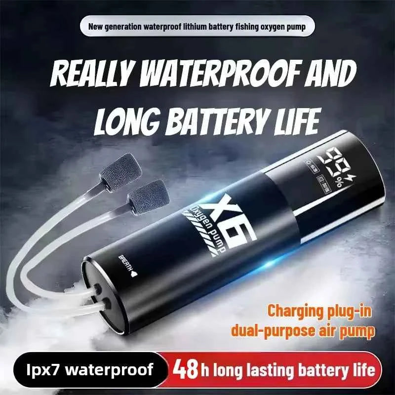 5W USB Rechargeable Oxygen Pump for Outdoor Fishing/Aquarium, Portable Aerator with 48H Runtime for Night Fishing