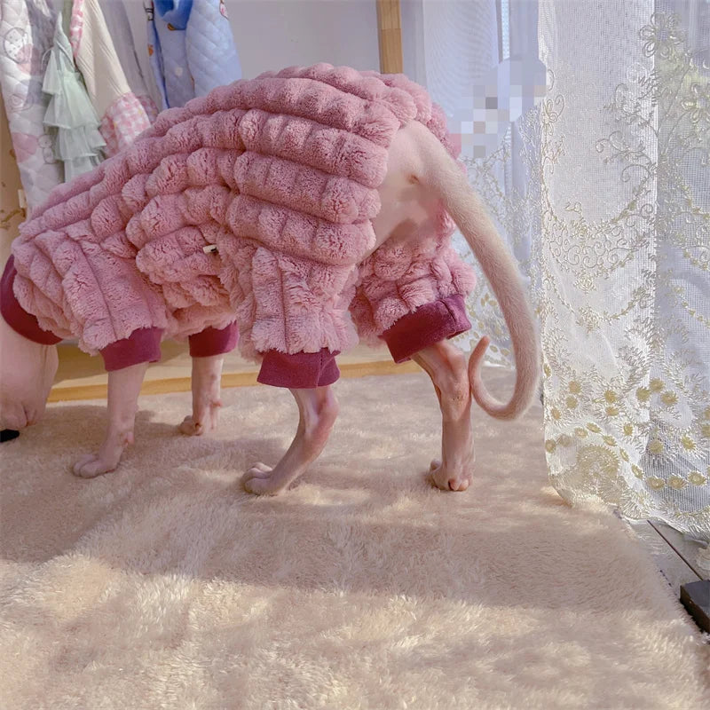 Elegant Warm Sphynx Cat Turtleneck Sweater Hairless Cat Clothes Comfort Winter Coat Thickening Fleece Jacket for Sphynix Cat - Play Paws Toys