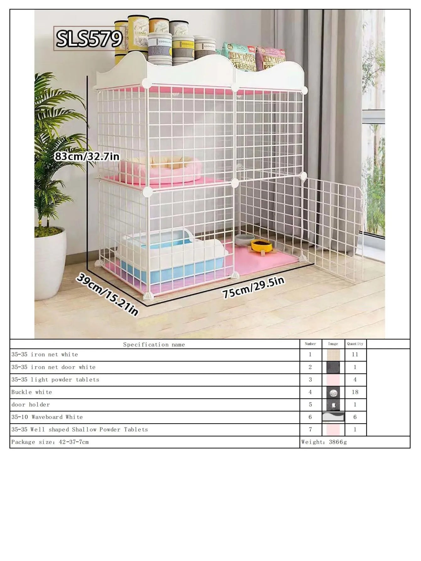 Cat Cage for Home Use, Indoor Pet Cat Large Space, Luxurious Small Cat House, Three-Story Multi-Cat Portable Assembly Empty Cage - Play Paws Toys