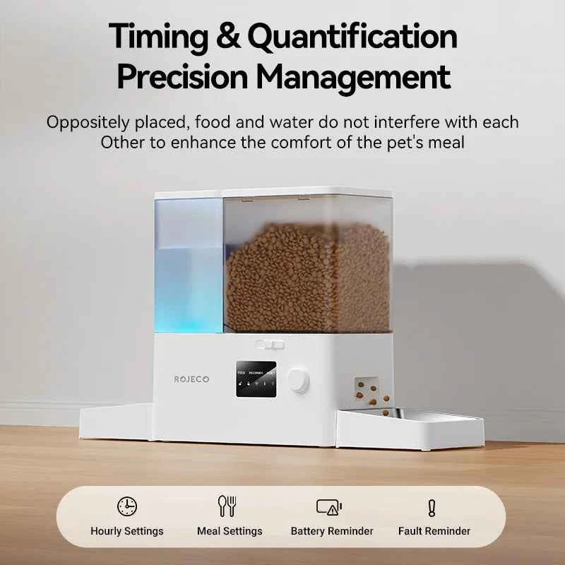 ROJECO 8.5L Automatic Pet Feeder Water Fountain WIFI APP Remote Control Smart Dog 5L Food Dispenser 3.5L Gravity Water Drinker ﻿