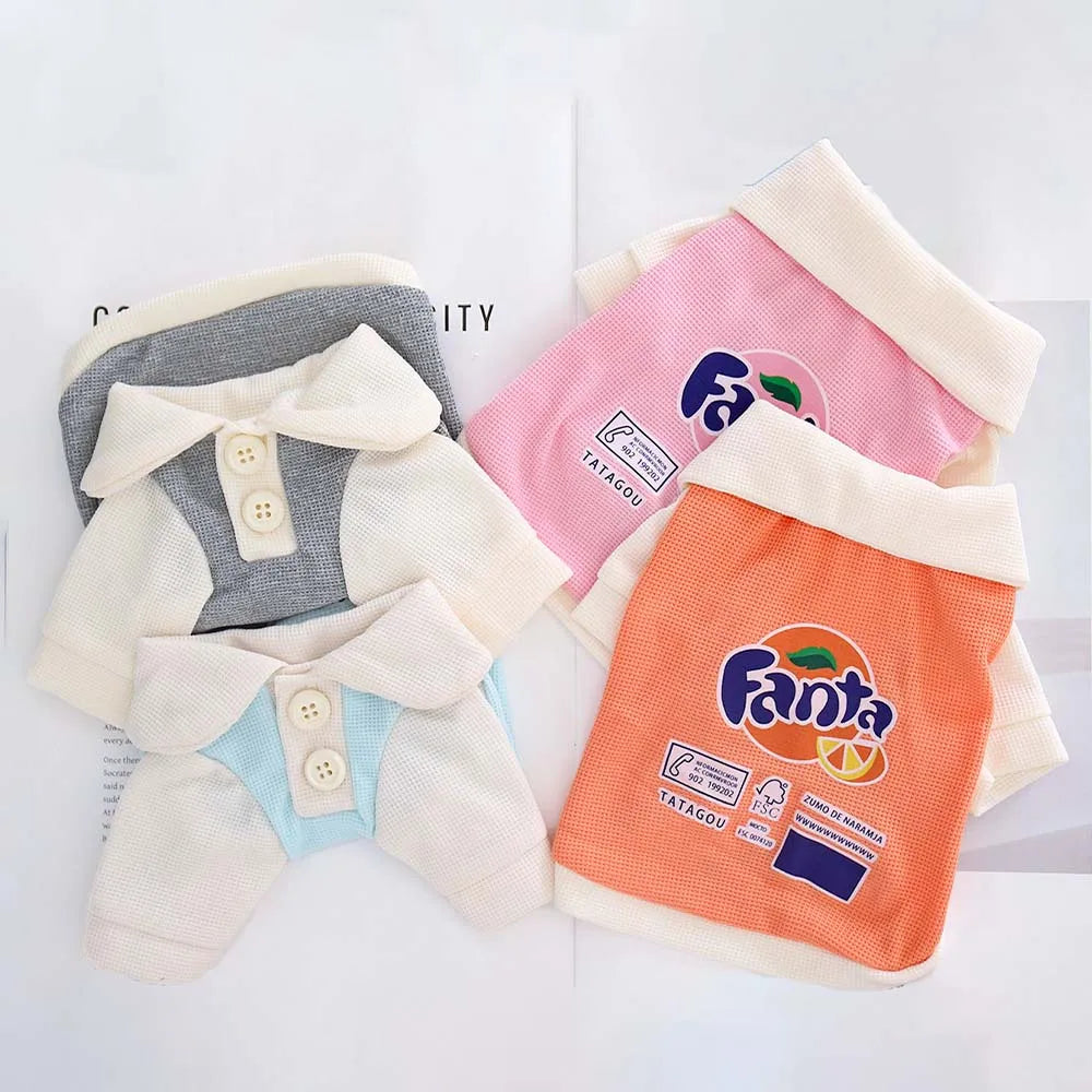 New Spring and Autumn Cat and Dog Pet Universal Cartoon Polo Shirt, Simple Clothes, Fruit Soda, Cute, Western Style, Comfortable