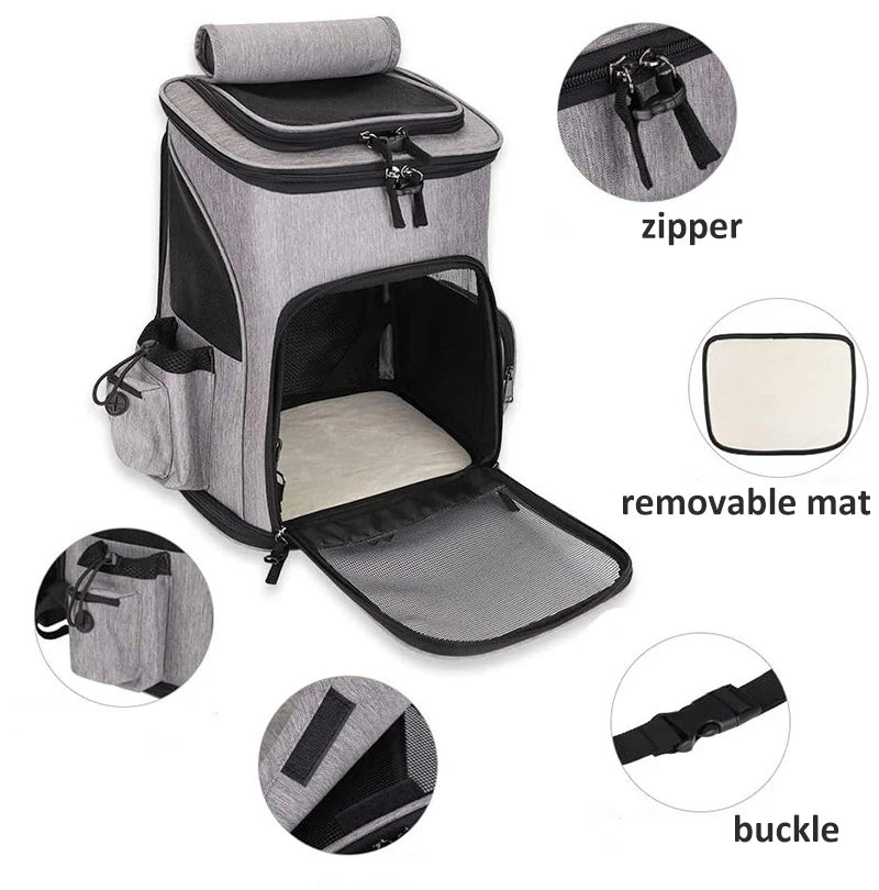 Breathable Pet Cat Carrier Backpack Foldable Pet Carrier Transport Travel Bag Expandable Large Capacity Creative for Cats Dogs - Play Paws Toys