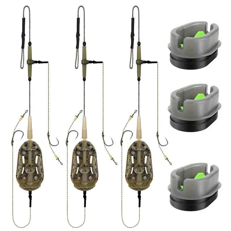 Pre-tied Carp Fishing Hair Rigs，Method Feeder with Double Hooks
