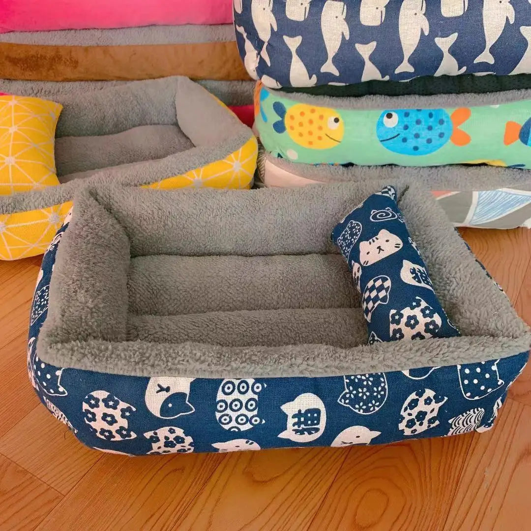 Soft Pet Bed Cat Bed Dog Bed Pet Mattress with Pillow Winter Warm Comfortable Sleeping Mat for Cats Dogs Plush Cat Mat Cat House - Play Paws Toys