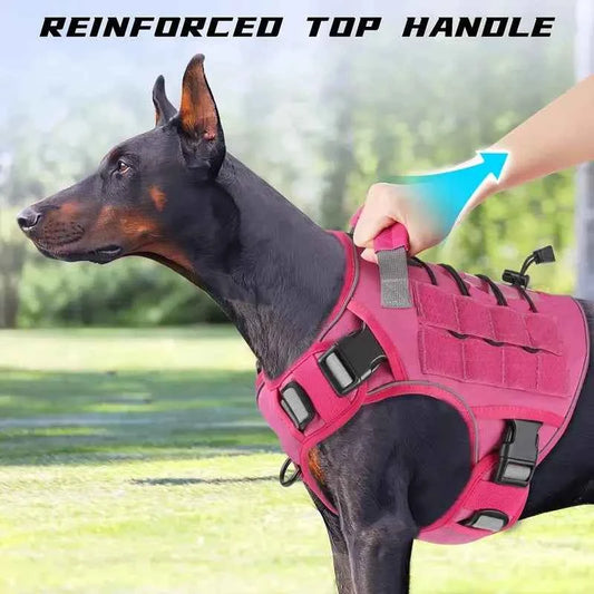 Adjustable No-Pull Tactical Dog Harness with Handle for Large Dogs - Reflective  Vest for Labrador Retriever, Siberian H