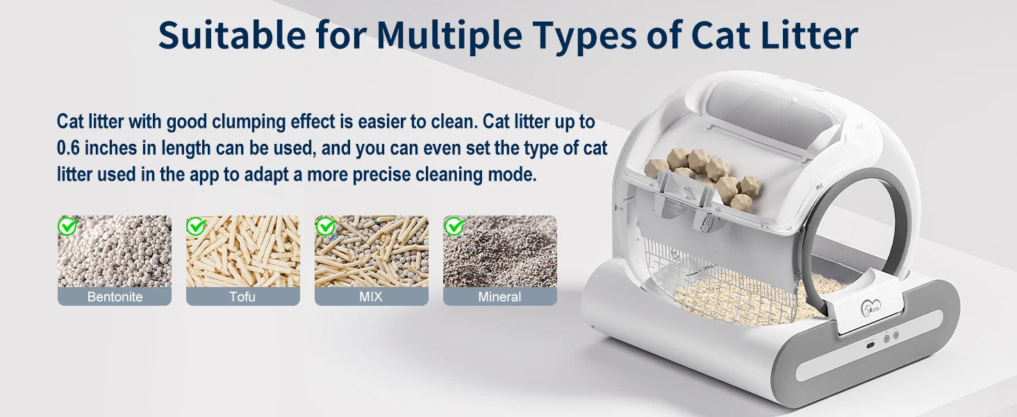 DOEL 65L Self-Cleaning Cat Litter Box App Control, ONLY Supports 2.4G WiFi w/Litter Mat&Trash Bags, Fit for Tofu & Mixed Litter - Play Paws Toys