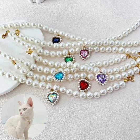 Adjustable Bling Neck Ornament Pearl Necklace Fashion Princess Accessory For Cat Kitten Small Dog Chihuahua Pet Supplies