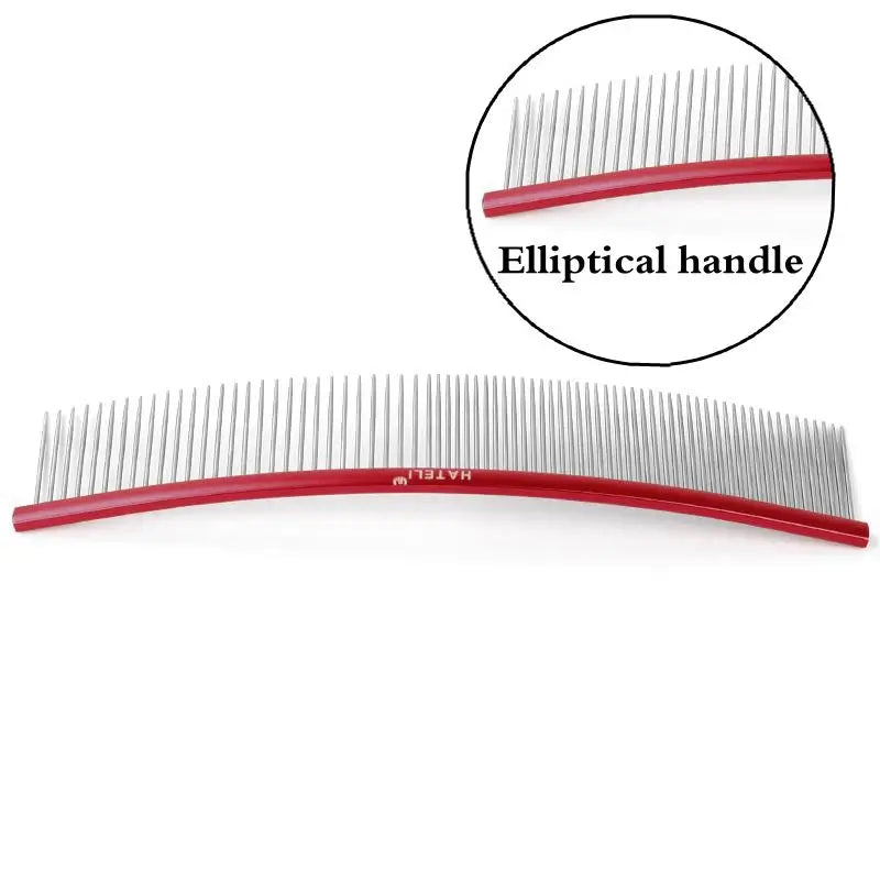 19cm Pet Curved Comb Stainless Combs Professional Pet Grooming Comb Dense Sparse Teeth Dog Cat Cleaning Brush Open Knot Combmb