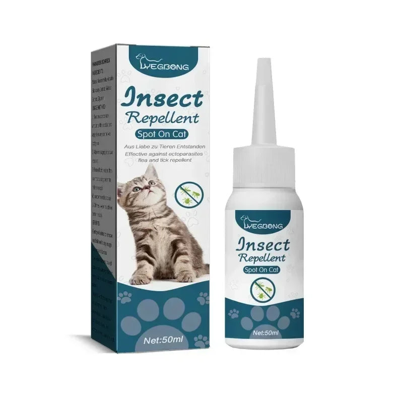 YEGBONG 50ml Pet Flea Tick Repellent for Cat Dogs Topical Parasite Control Skin Cleansing Lice Tick Drops Fast Acting Waterproof
