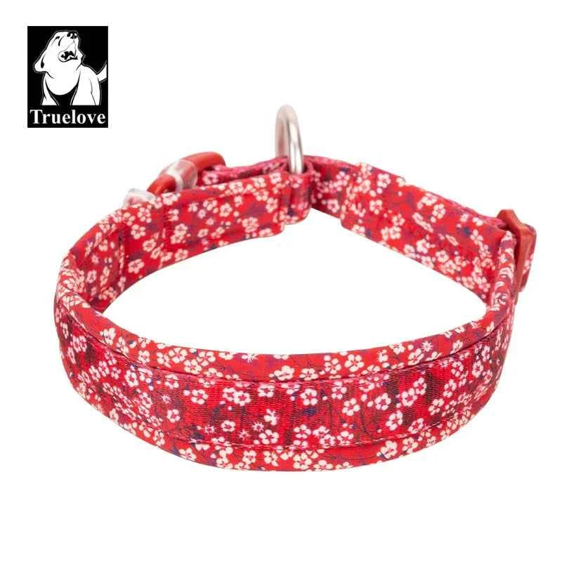 Truelove Pet Dog Collar with Three Adjustable Buckle Soft Comfortable Cotton Floral Pattern Resistant to Pull TLC5273