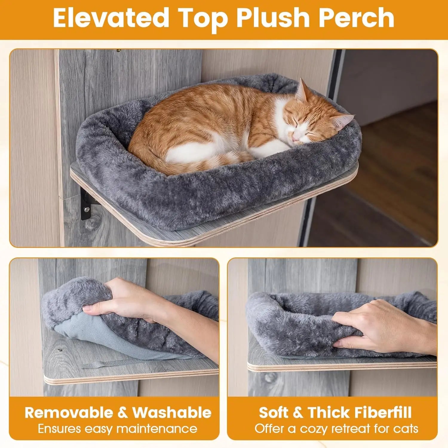 Door Mounted Cat Tree, 58.5-61.5 Inches Height Adjustable Hanging Cat Climber with Scratching Post, Detachable, Customized