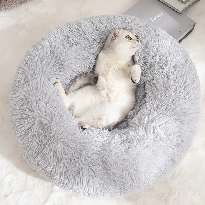 Dog Bed Donut Big Large Round Basket Winter Plush Beds for Dogs Medium Accessories Fluffy Kennel Small Puppy Pets Cat Products