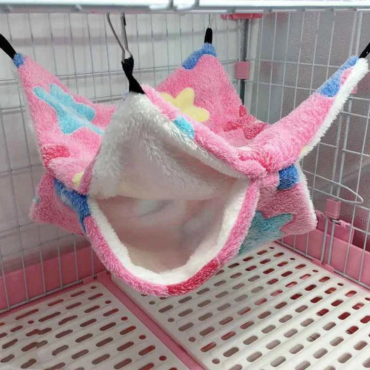 1/2pcs Hamster Hideout Cage Print Fleece Guinea Pig Sugar Glider Sleeping Bed Rodent Hammock Rat Little House Animals Supplies
