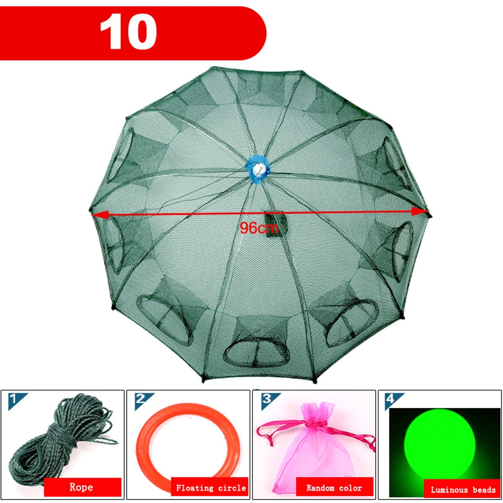 Portable Automatic 4-20 Hole Hand Fishing Net Hexagon Fish Network Casting Nets Crayfish Shrimp Catcher Tank Trap Cage Mesh Tool