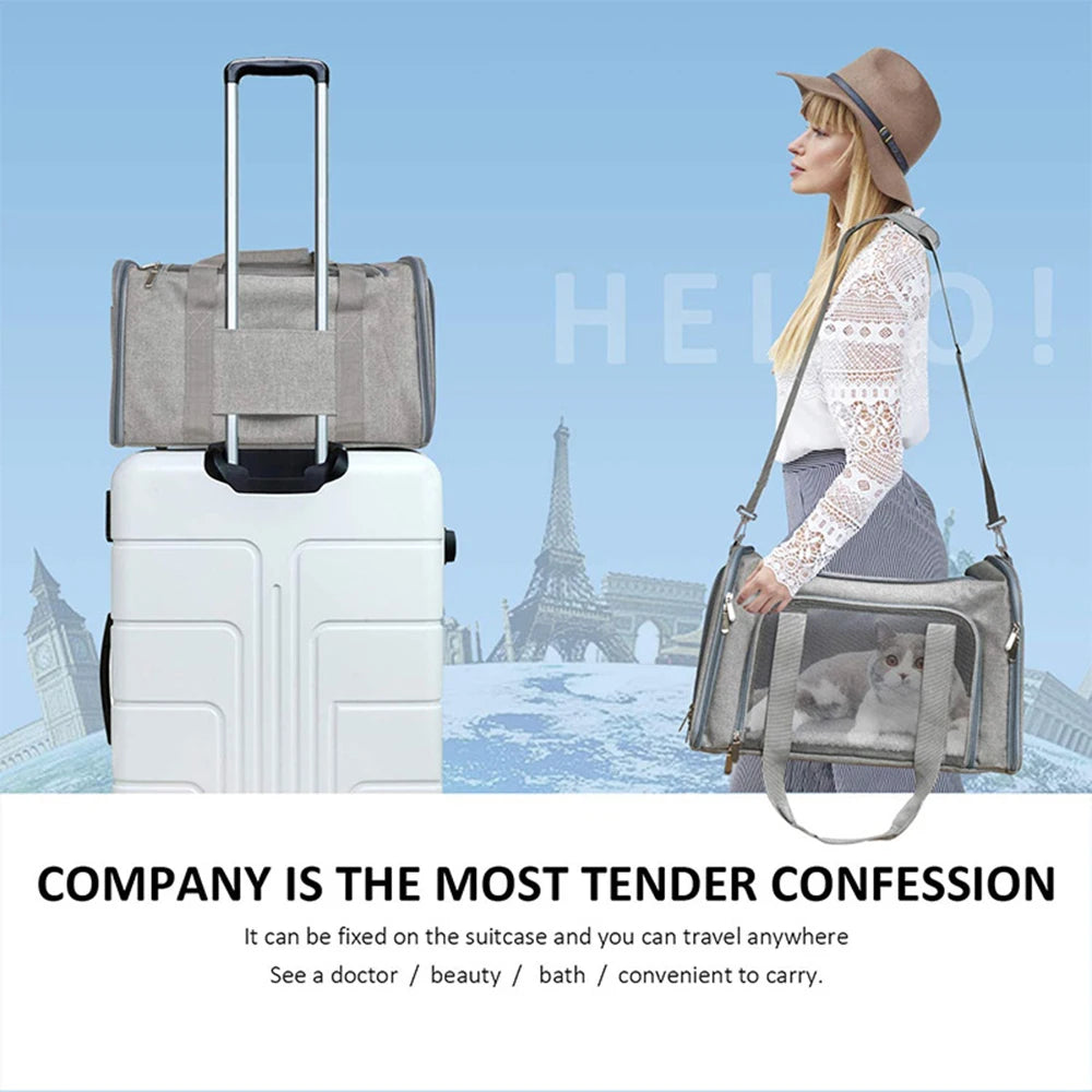 1PC Cat, Dog Carrier for Small Medium Cats Puppies up to 15 Lbs, Collapsible Travel Puppy Carrier - Play Paws Toys