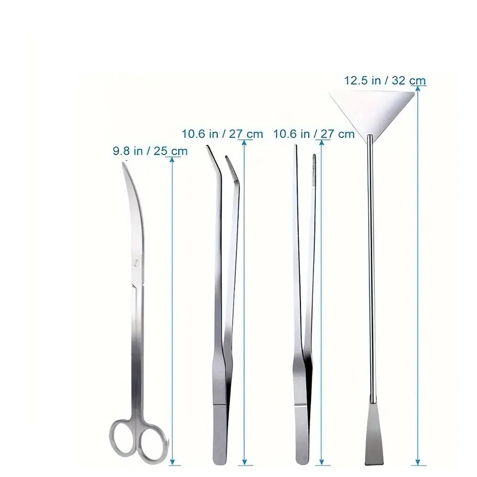 27/38/48cm Aquarium Plant Tweezers Multifuctional Stainless Steel Elbow Tweezers Fish Tank Aquascape Tools Aquarium Feeding Tong