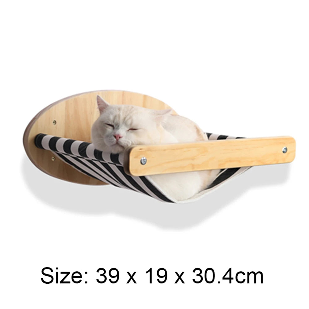 Wall-mounted Cat Climbing Frame 50cm Cat Climbing Ladder  Hammock  Activity Sisal Cat Grab Post Cat Pedal Indoor Cat House - Play Paws Toys