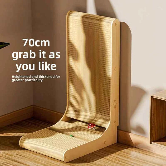 L Shape Cat Scratcher Cardboard Bell Hole Catnip Wear-Resistant Scratching Post For Indoor Cats Furniture Protection