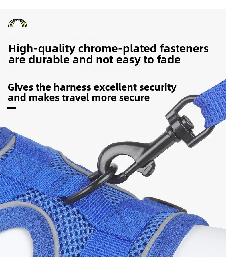 Fashion Reflective Cat Harness and Leash Sets Breathable Mesh Pet Harnesses for Small Dogs Cats Kitten Accessories Collier Chat