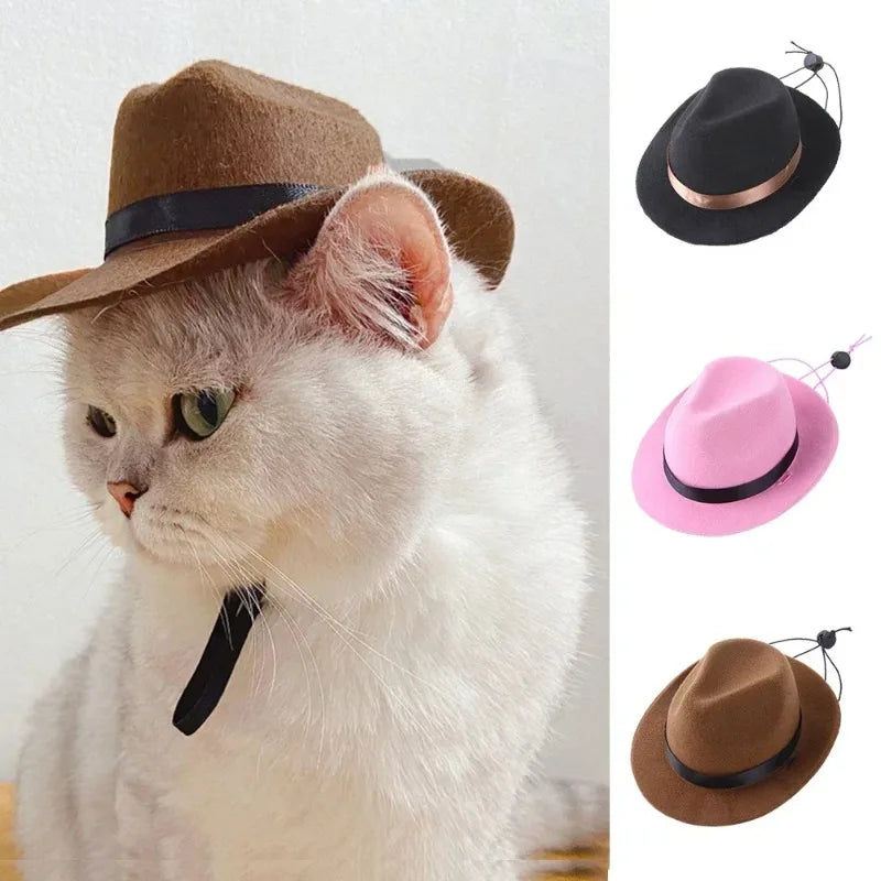 Pet Hat Dog Cat Western Cowboy Hat Halloween Pet Outdoor Caps  Funny Retro Photo Prop Dog Accessories Doll Decor Pet Products - Play Paws Toys