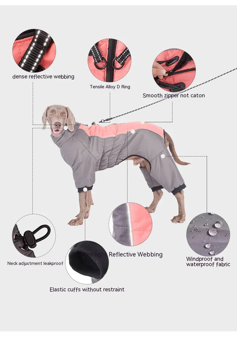 Waterproof Pet Dog Winter Jumpsuit Warm Medium Large Dogs Winter Jacket Clothes Labrador Bulldog Golden Retriever Costumes