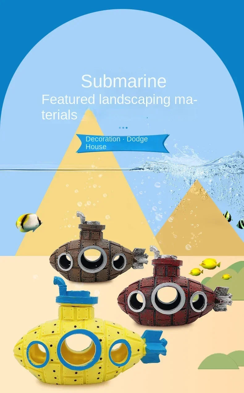 Resin Submarine Ornaments Aquarium Fish Tank Decoration Fish Shrimp Shelter Cave Landscaping Accessories for Aquarium Fish Tank