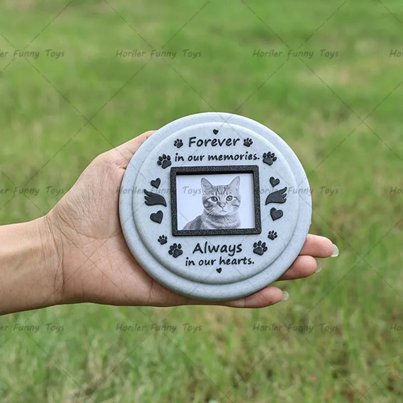 Paw Printing Pet Memorial Plaque 3D Printed Pet Tombstone Simulation Memorial Stone Dog Cat Photo Frame Pet Remembrance Gift