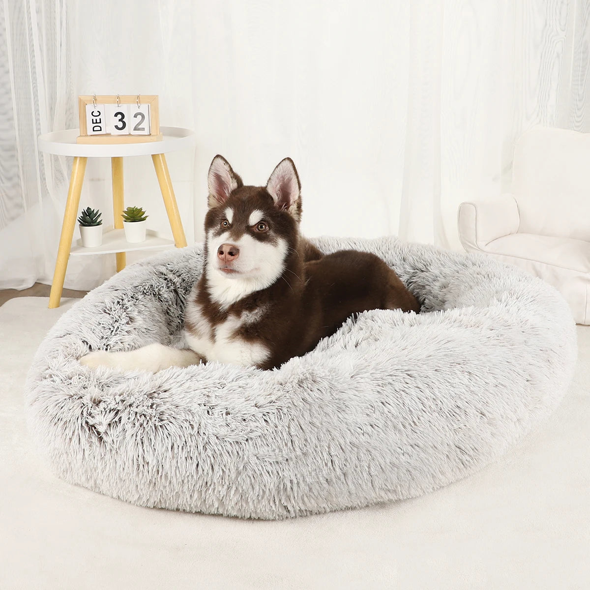 Dog Bed Donut Big Large Round Basket Winter Plush Beds for Dogs Medium Accessories Fluffy Kennel Small Puppy Pets Cat Products