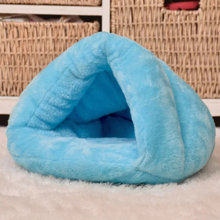 Triangle Pet Dog Kennel Mat Winter Warm Plush Cat Bed House Thickened Sleeping Bag for Small Dogs Cats Pets Supplies Accessories - Play Paws Toys