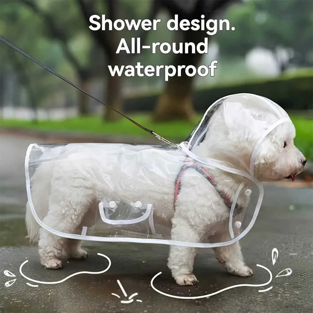 Transparent Waterproof Dog Raincoat, Raincoat for Small and Medium-Sized Dogs, Teddy and Bichon Frise Dog for Rainy Days Walking