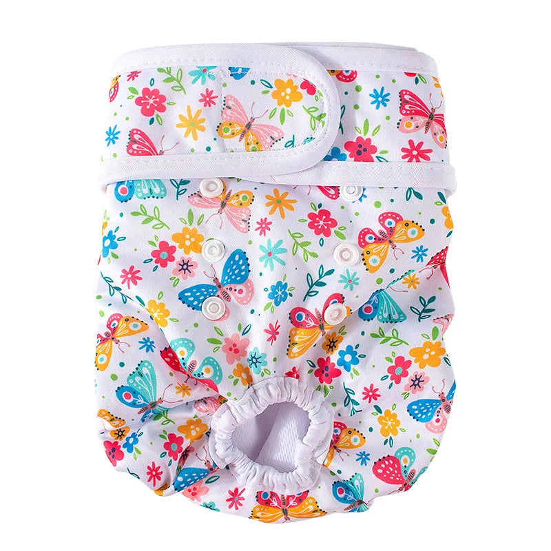Washable Female Dog Diaper Sanitary Short Panties Pet Physiological Pants Dog Clothes Cartoon Print Underwear Briefs Pet Product