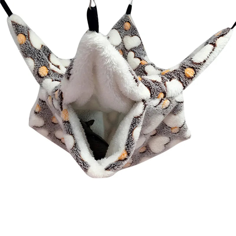 1/2pcs Hamster Hideout Cage Print Fleece Guinea Pig Sugar Glider Sleeping Bed Rodent Hammock Rat Little House Animals Supplies