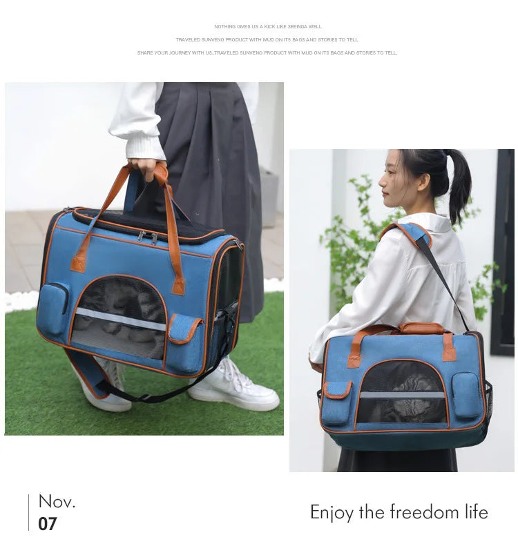 Dog Pet Carrier Bag Anti-Collapse Design Multiple Storage Pockets Cat Travel Handbag for Medium Cats, Puppy, Rabbits and Other S - Play Paws Toys