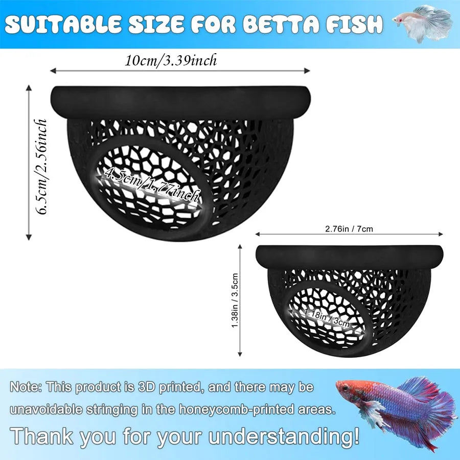 Floating Betta Hide & Shrimp Cave, M+L, Aquarium Decor, Multi-Functional Hammock, Feeding Ring, Safe Resting Spot for Small Fish
