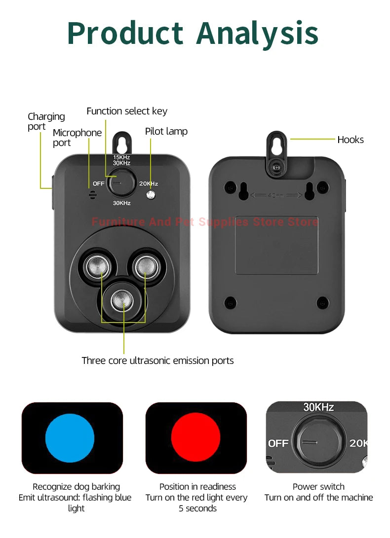 Anti Barking Devices Auto Barking Control Devices with 3 Modes Ultrasonic Dog Stop Barking Dog Devices