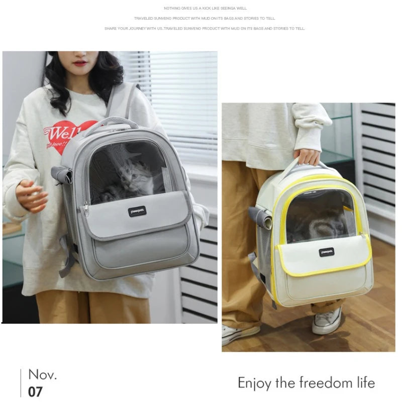 Large Capacity Breathable Mesh Portable Foldable Pet Carrier Backpack for Dog and Cat Outdoor Travel Camping Hiking Supplies - Play Paws Toys