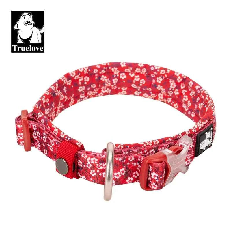 Truelove Pet Dog Collar with Three Adjustable Buckle Soft Comfortable Cotton Floral Pattern Resistant to Pull TLC5273