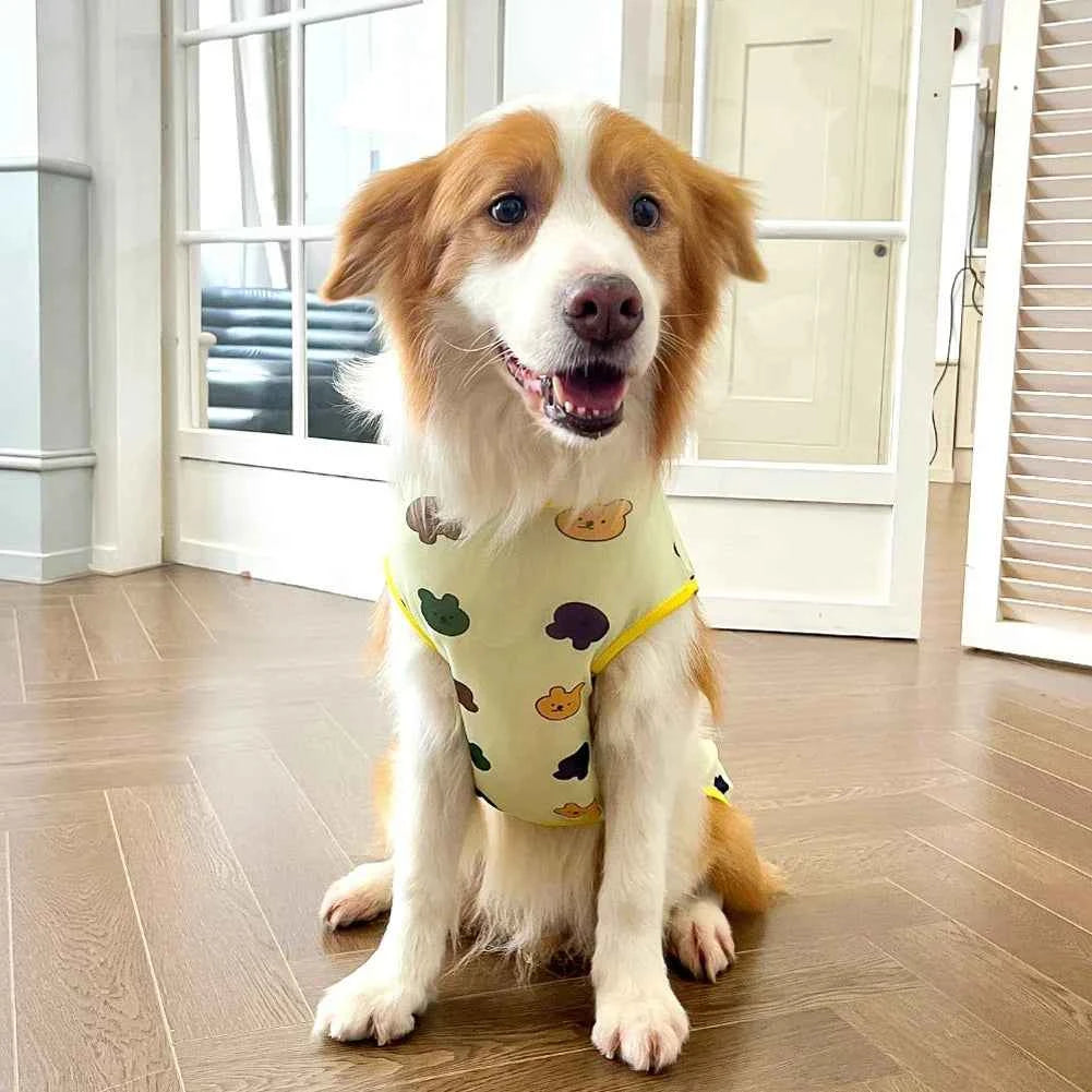 L-7XL  Dog Vest Cute Print Breathable Thin T-Shirt For Medium Large Dog Fashion Vest Large Dog Golden Retriever Clothes