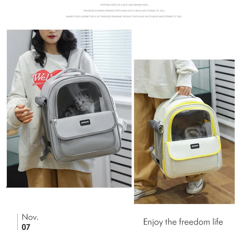 Large Capacity Breathable Mesh Portable Foldable Pet Carrier Backpack for Dog and Cat Outdoor Travel Camping Hiking Supplies - Play Paws Toys