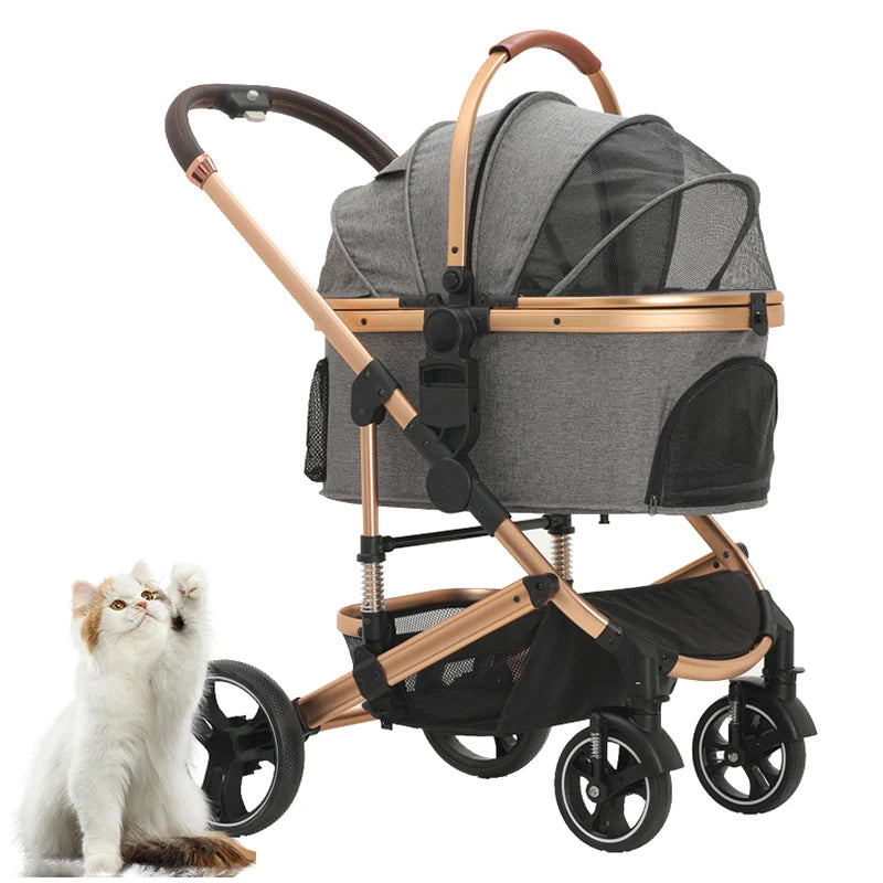 Factory Wholesale Pet Stroller and Carrier Luxury 4 Wheels Pet Portable Folding Travel Dog Trolley for Big and Small Dog - Play Paws Toys