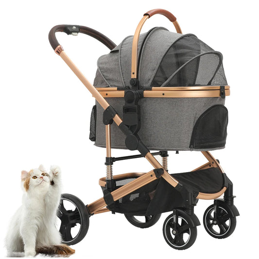 Factory Wholesale Pet Stroller and Carrier Luxury 4 Wheels Pet Portable Folding Travel Dog Trolley for Big and Small Dog - Play Paws Toys