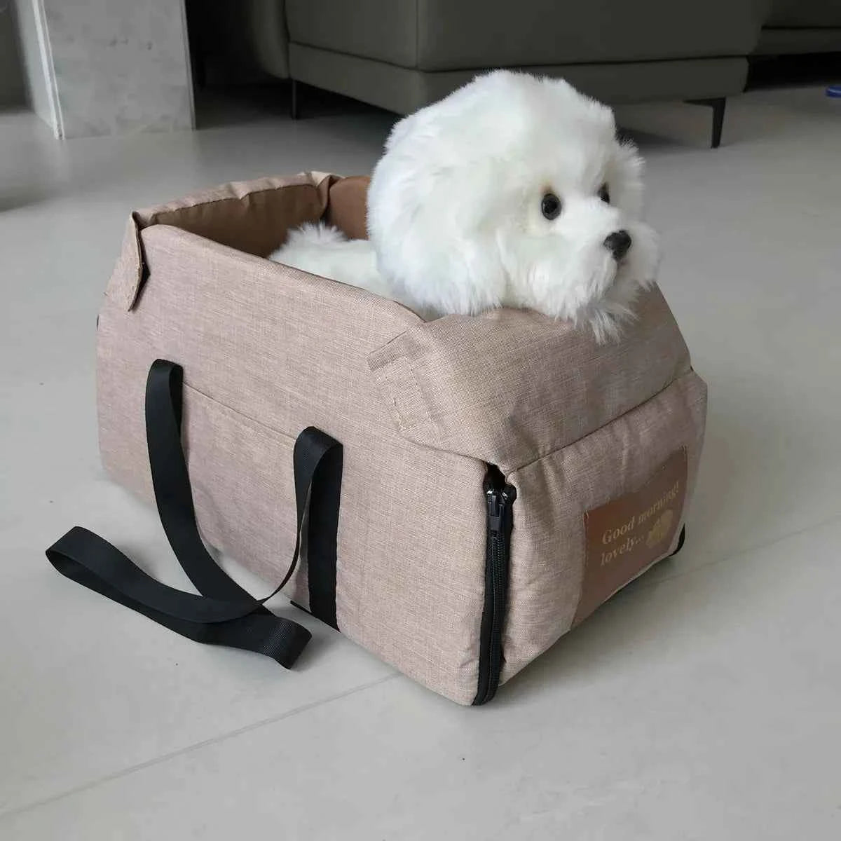 Pet Products Portable Console Booster Dog Car Seat & Carrier for Small Dogs & Cats,Car Seat for Center Car Armrest Safety Tether